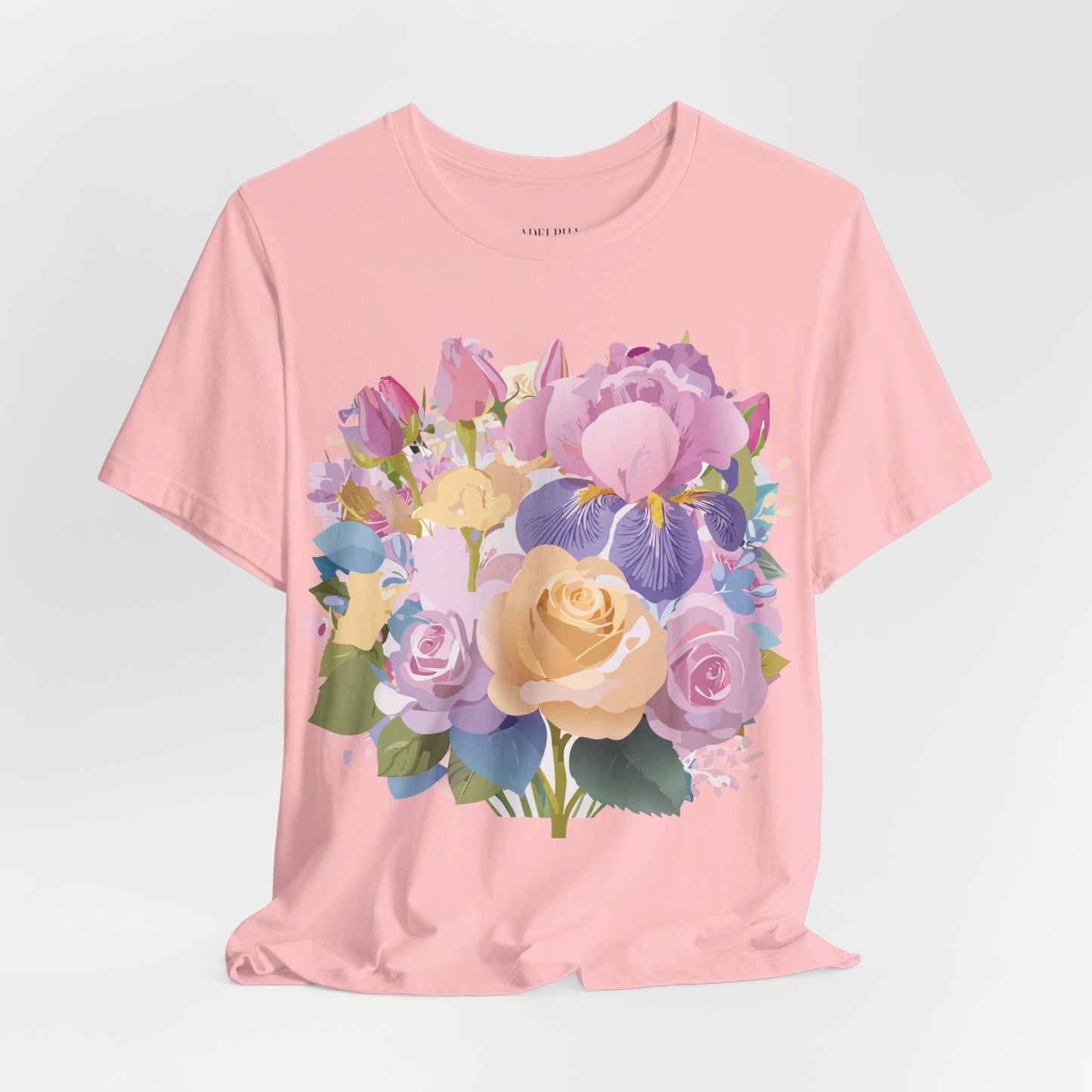 Natural Cotton Tee Shirt with Flowers