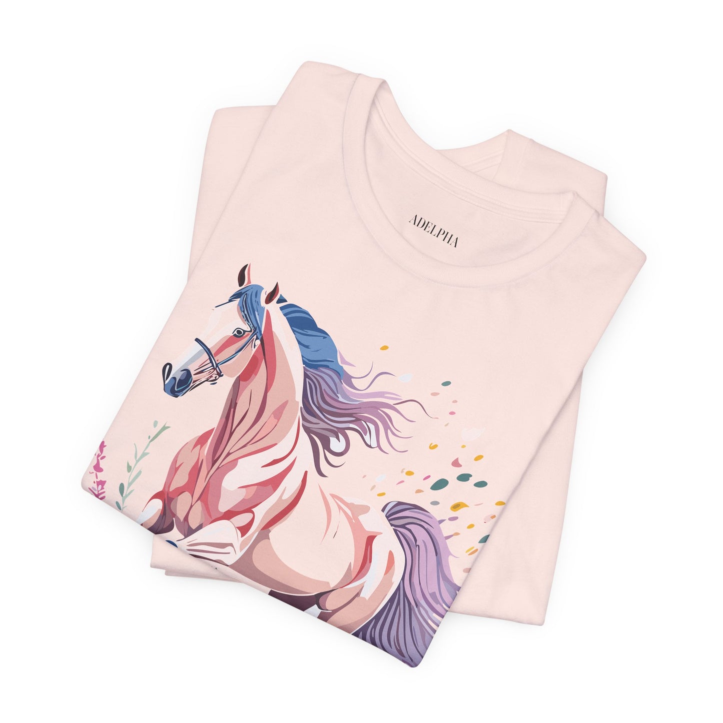 Natural Cotton Tee Shirt with Horse