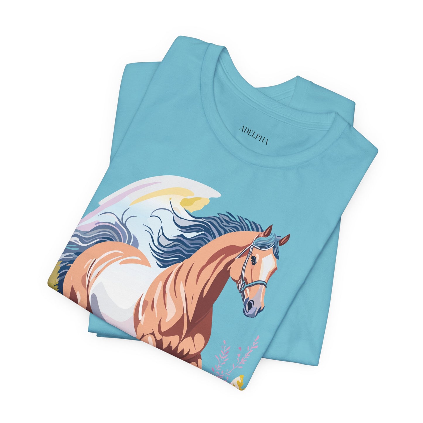 Natural Cotton Tee Shirt with Horse