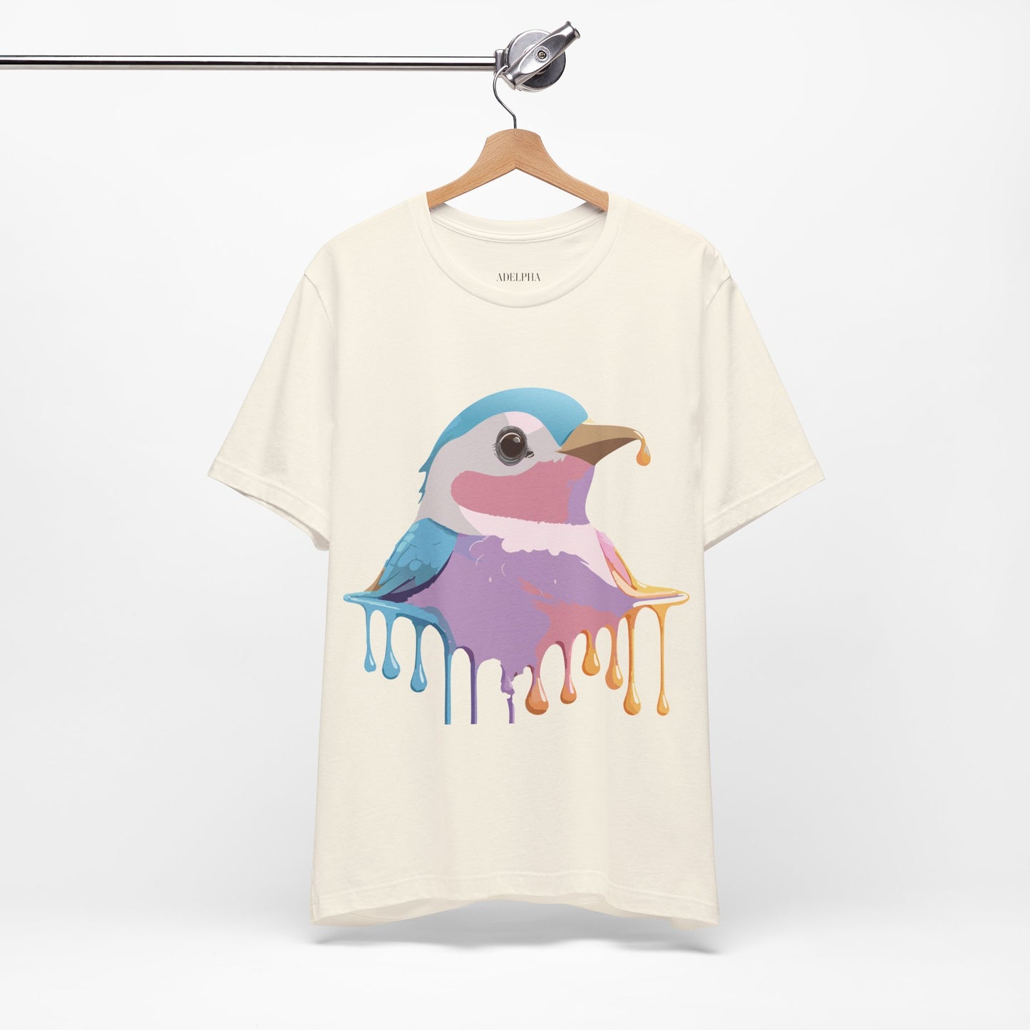 Natural Cotton Tee Shirt with Bird