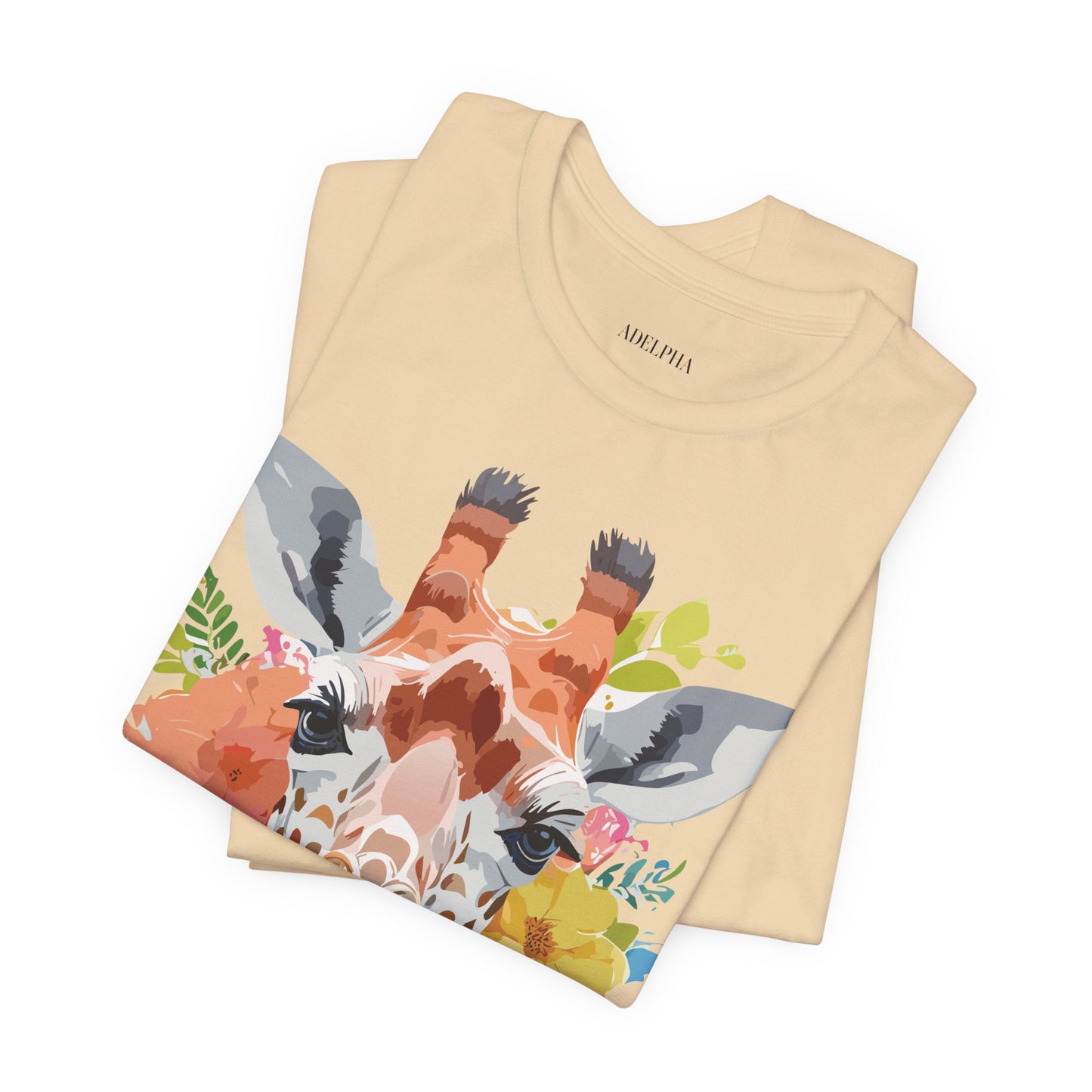 Natural Cotton Tee Shirt with Giraffe