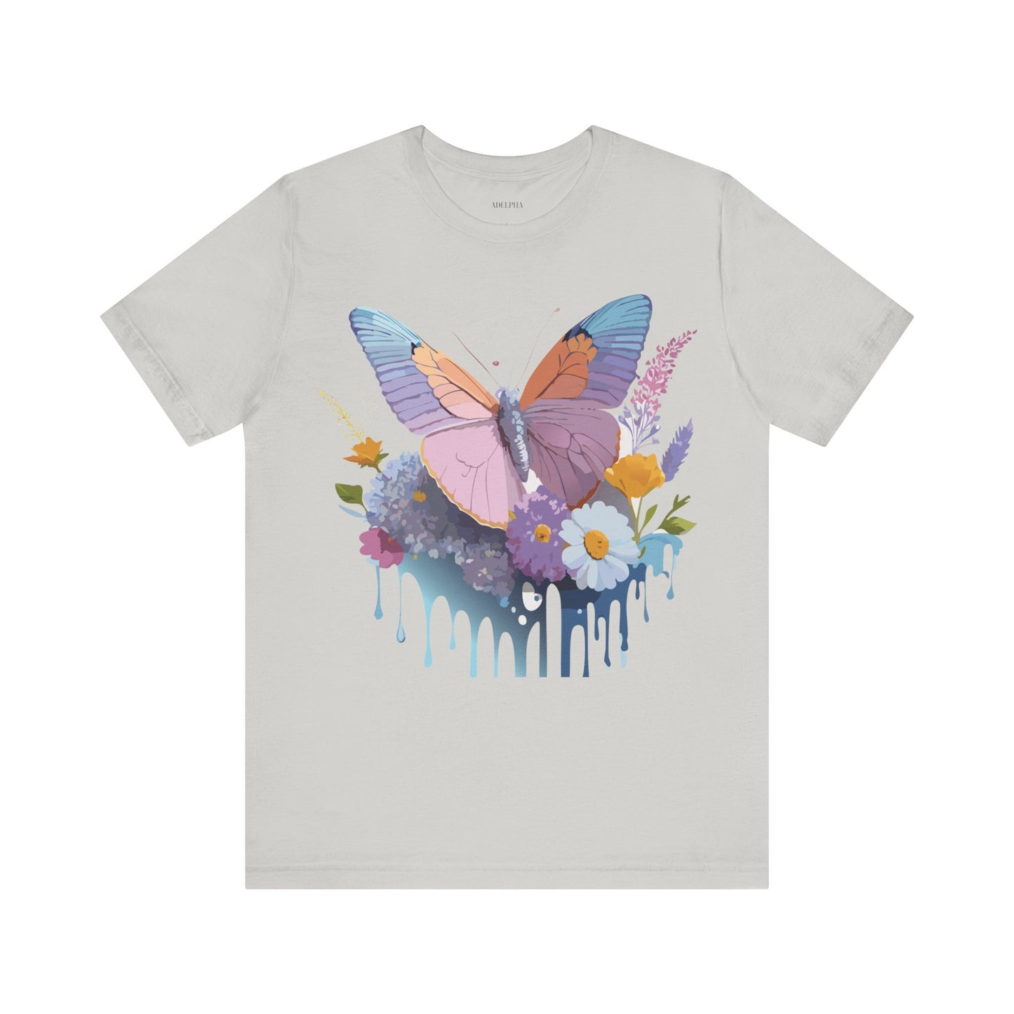 Natural Cotton Tee Shirt with Butterfly