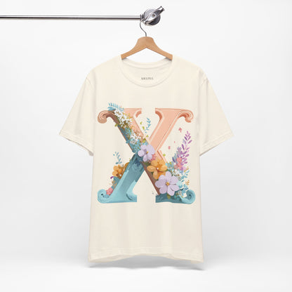 Natural Cotton Tee Shirt - Letters Collection - X Printify