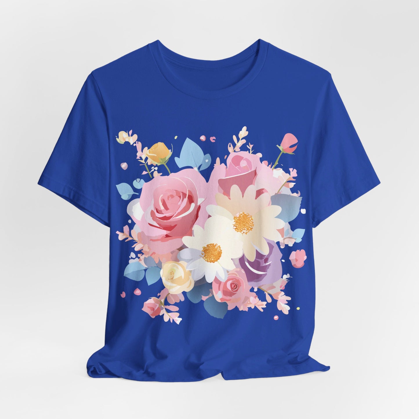 Natural Cotton Tee Shirt with Flowers