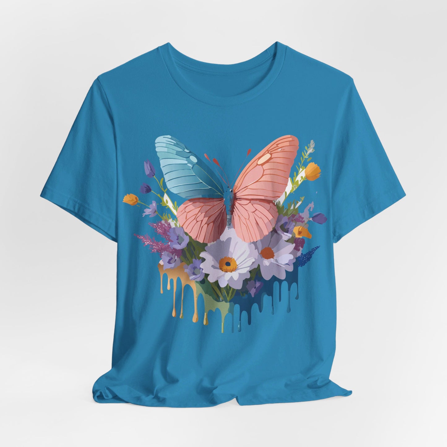 Natural Cotton Tee Shirt with Butterfly