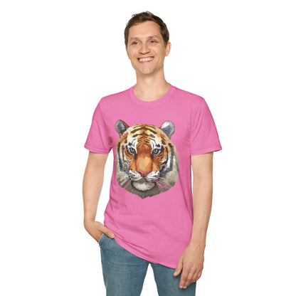 Tiger Print Unisex T Shirt Softstyle 64000 Gildan Ring Spun Cotton Tee