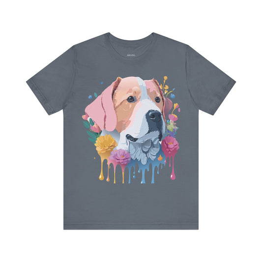 Natural Cotton Tee Shirt with Dog