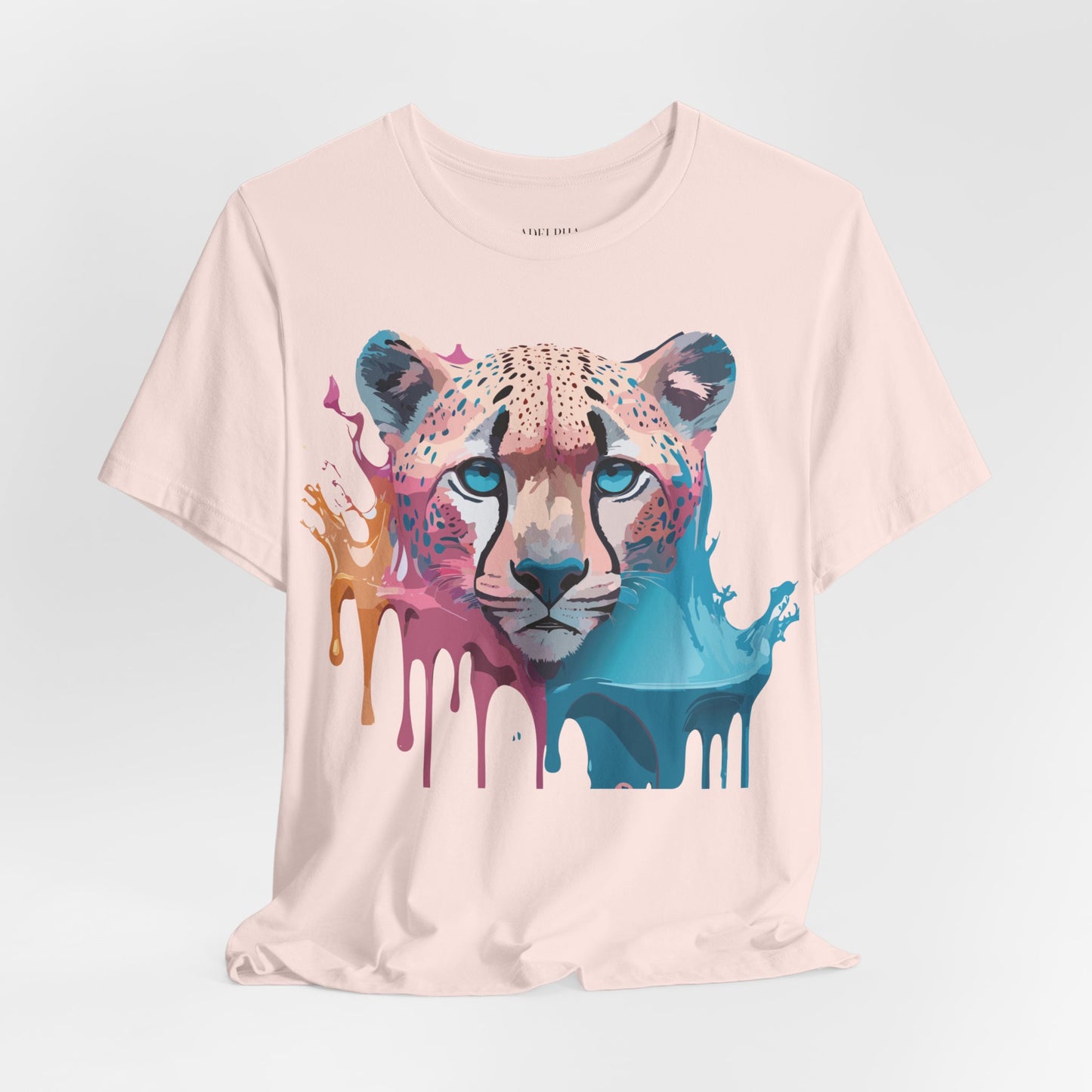 Natural Cotton Tee Shirt with Cheetah