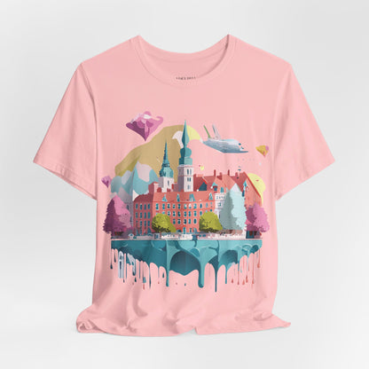 Natural Cotton Tee Shirt - Beautiful Places Collection - Warnemünde and Rostock - Germany Printify