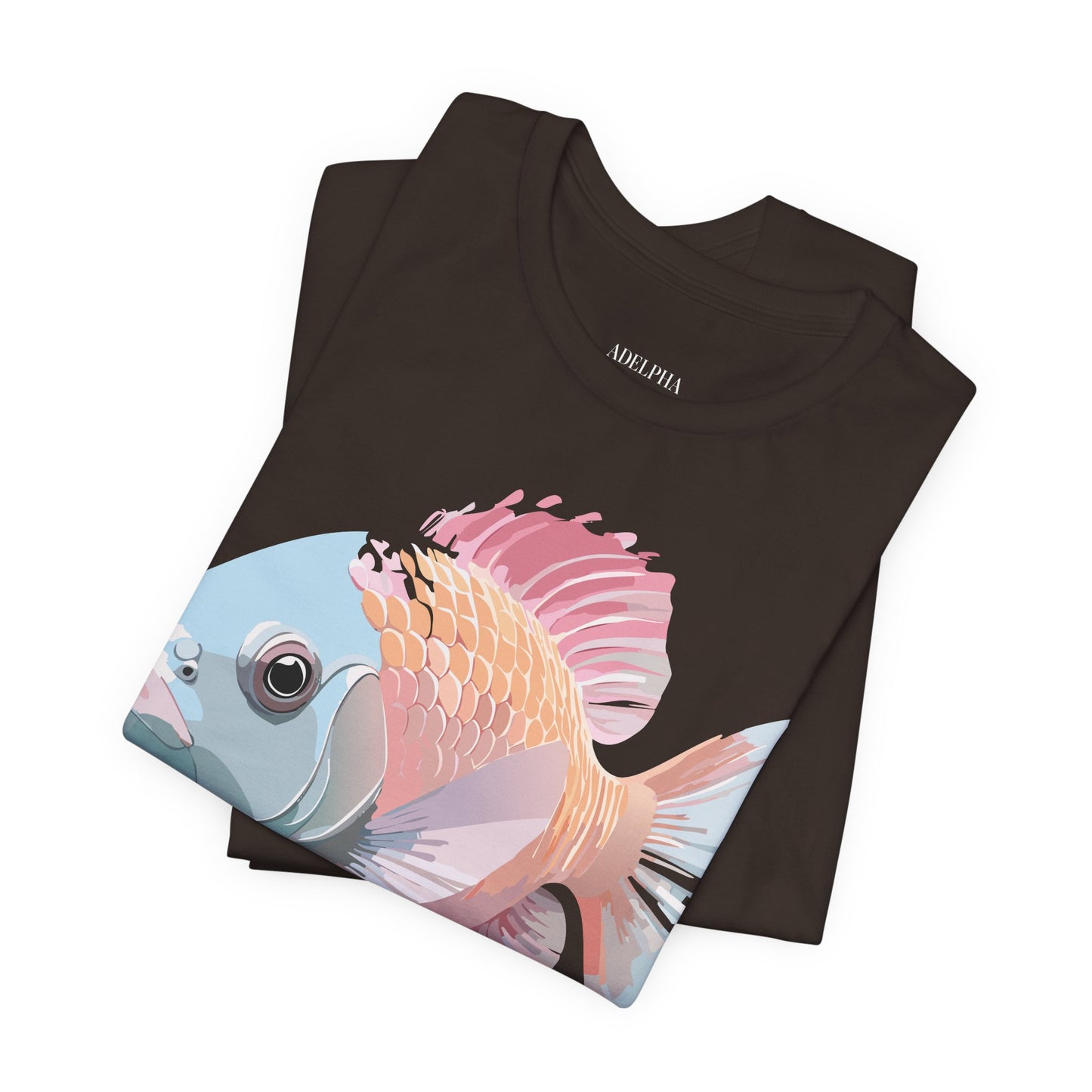 Natural Cotton Tee Shirt with Fish