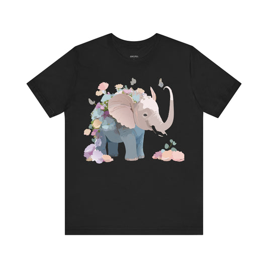 Natural Cotton Tee Shirt with Elephant