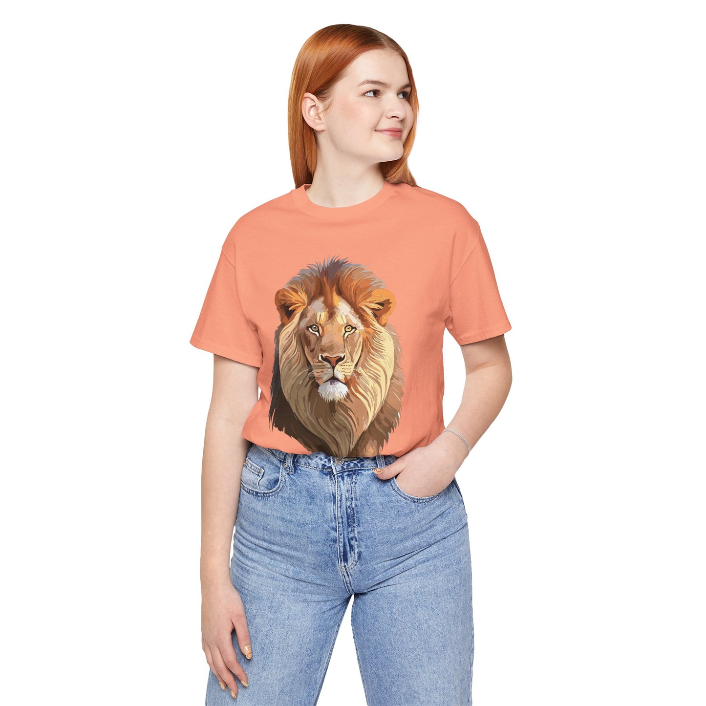 Safari Lion Head Illustration T-Shirt Unisex Cotton Realistic Lion Portrait Tee 3