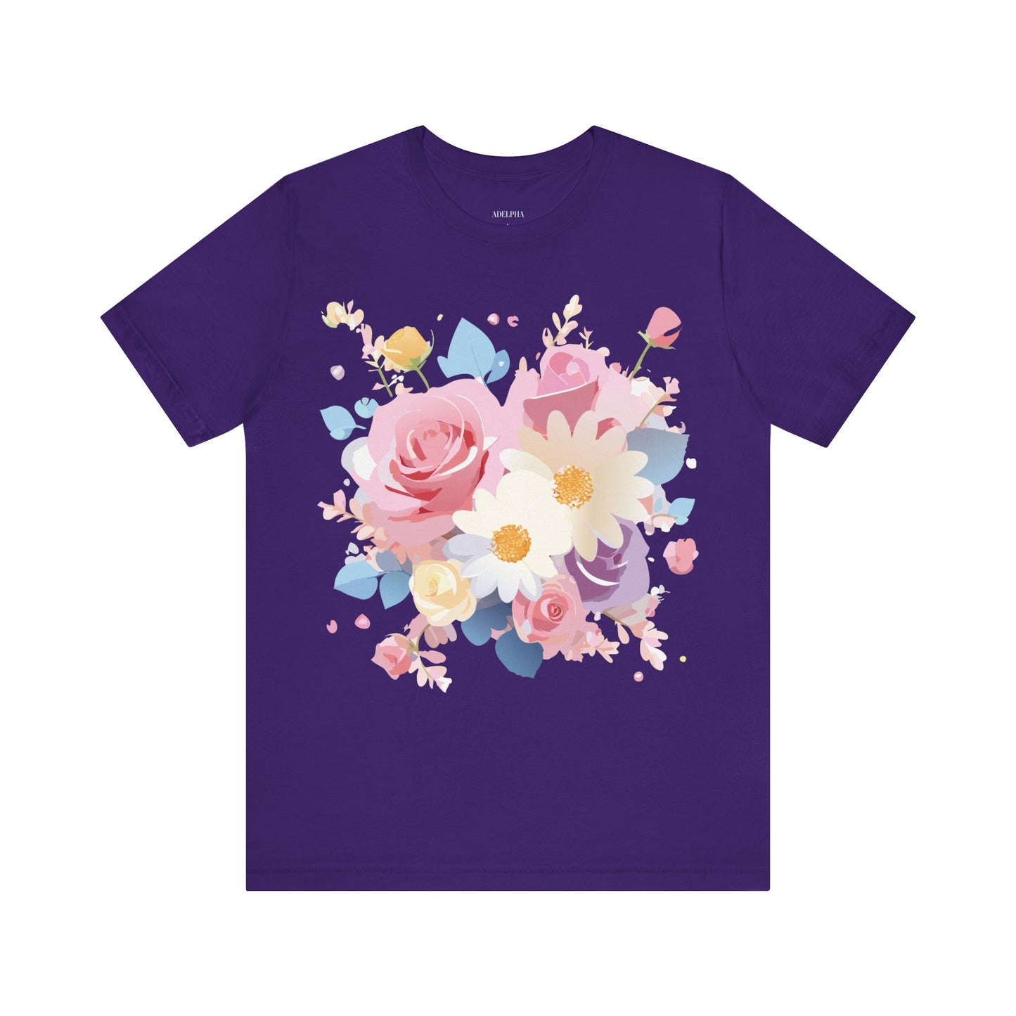 Natural Cotton Tee Shirt with Flowers