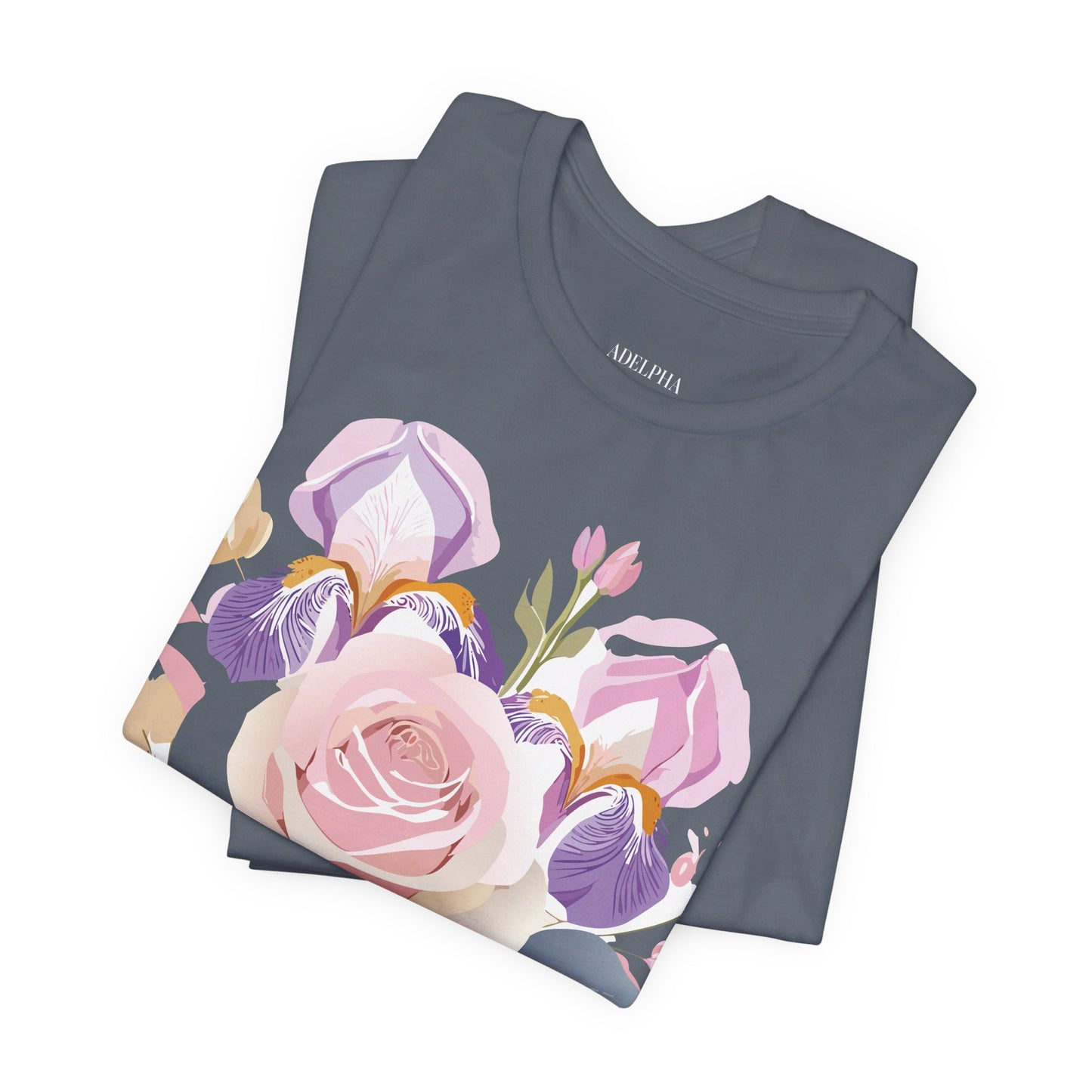 Natural Cotton Tee Shirt with Flowers