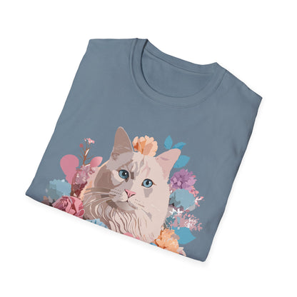 Cat Shirt Unisex Short Sleeve Cat Tee Kitten Design Gildan Softstyle 64000 Tee