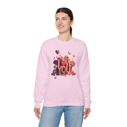 Unisex Heart Love Sweatshirt Floral Valentines Day Cotton Poly Fifty Fifty Blend