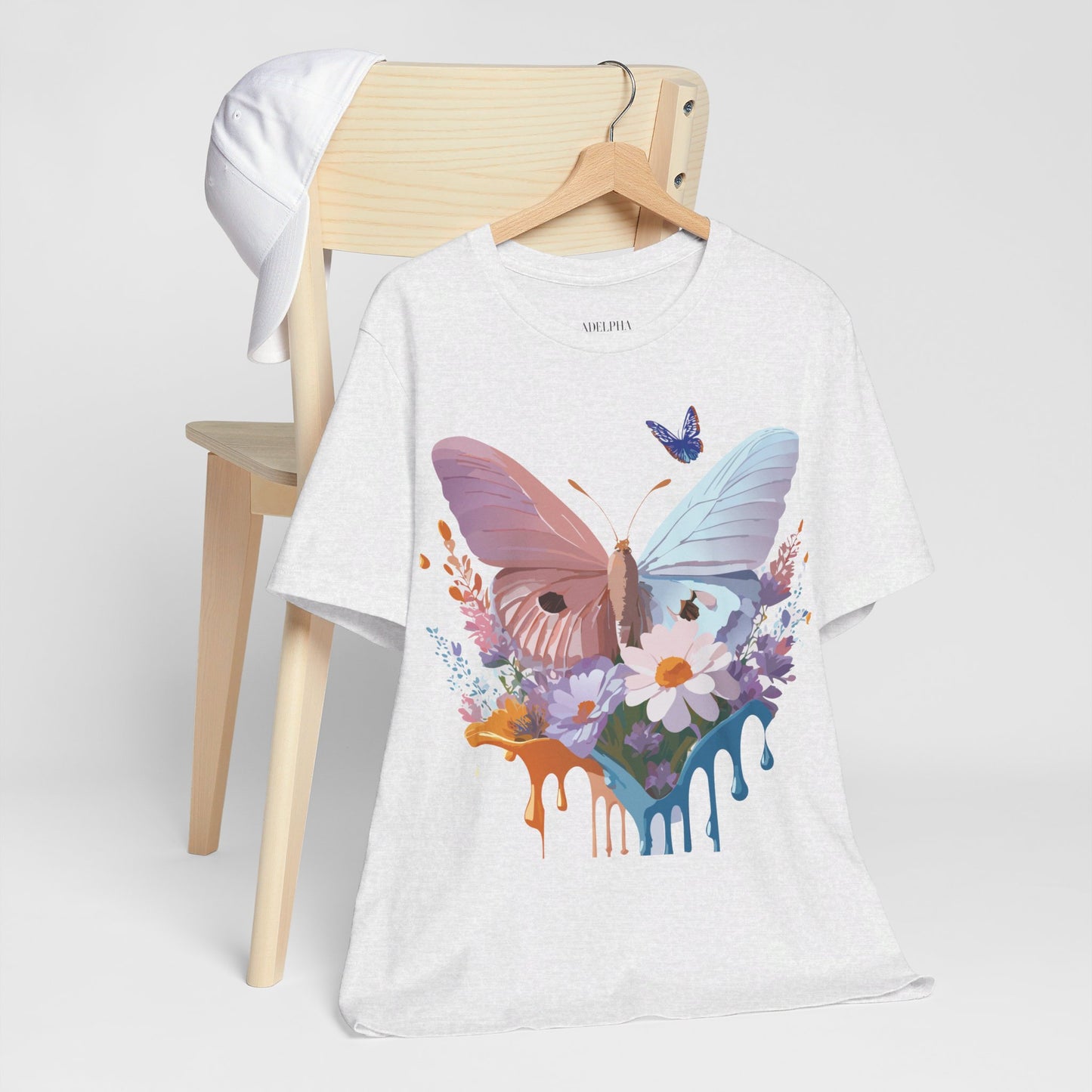 Natural Cotton Tee Shirt with Butterfly