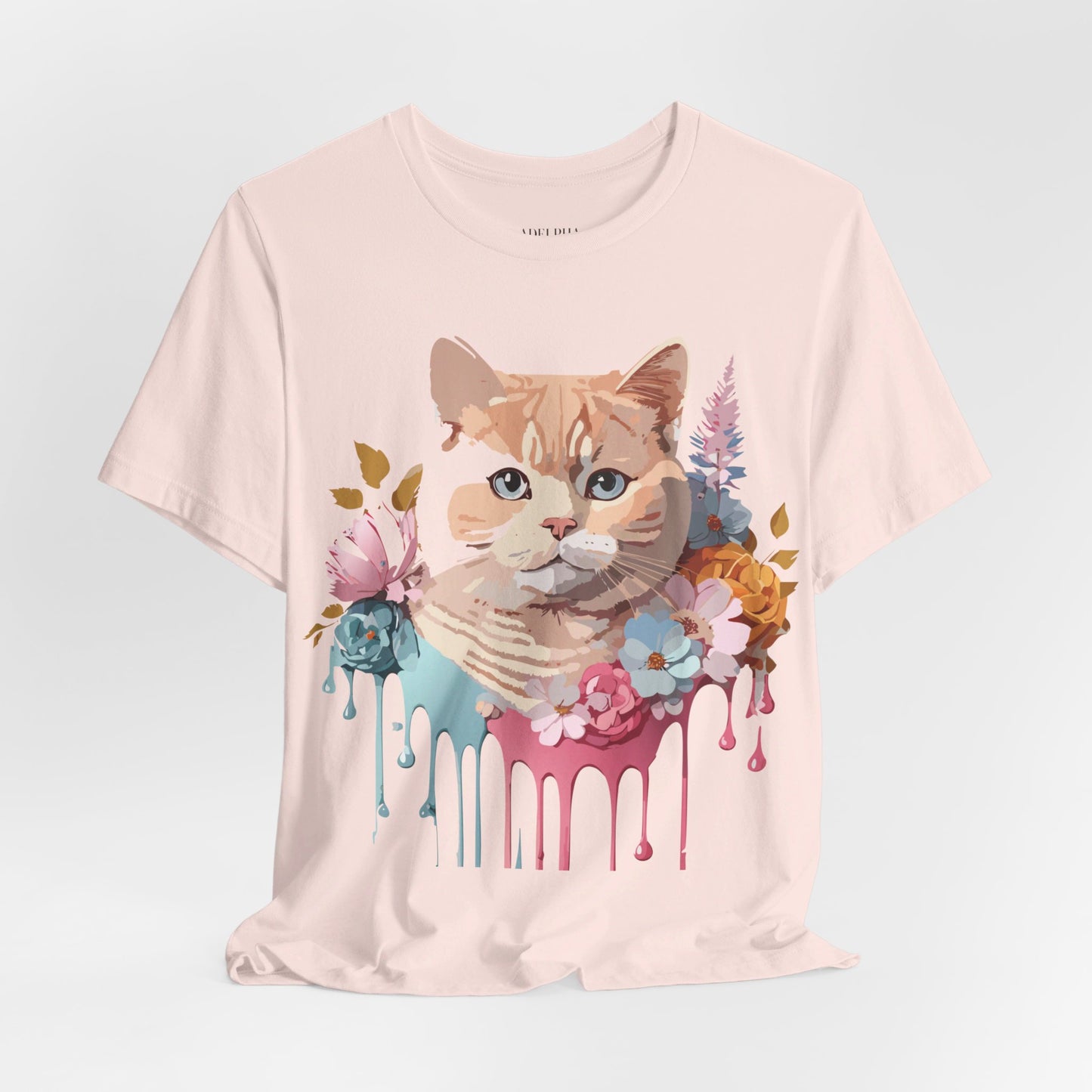 Natural Cotton Tee Shirt with Cat