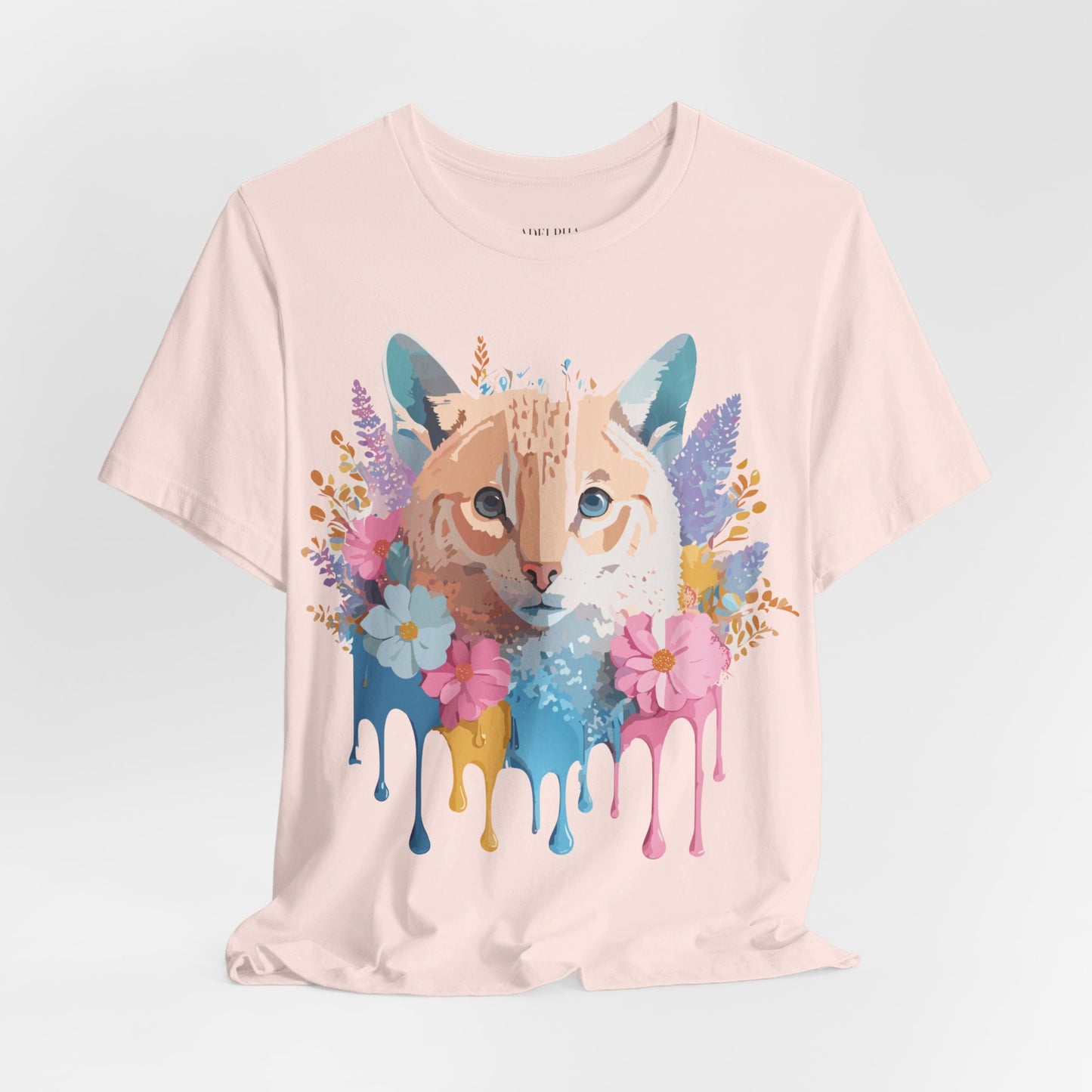 Natural Cotton Tee Shirt with Cat