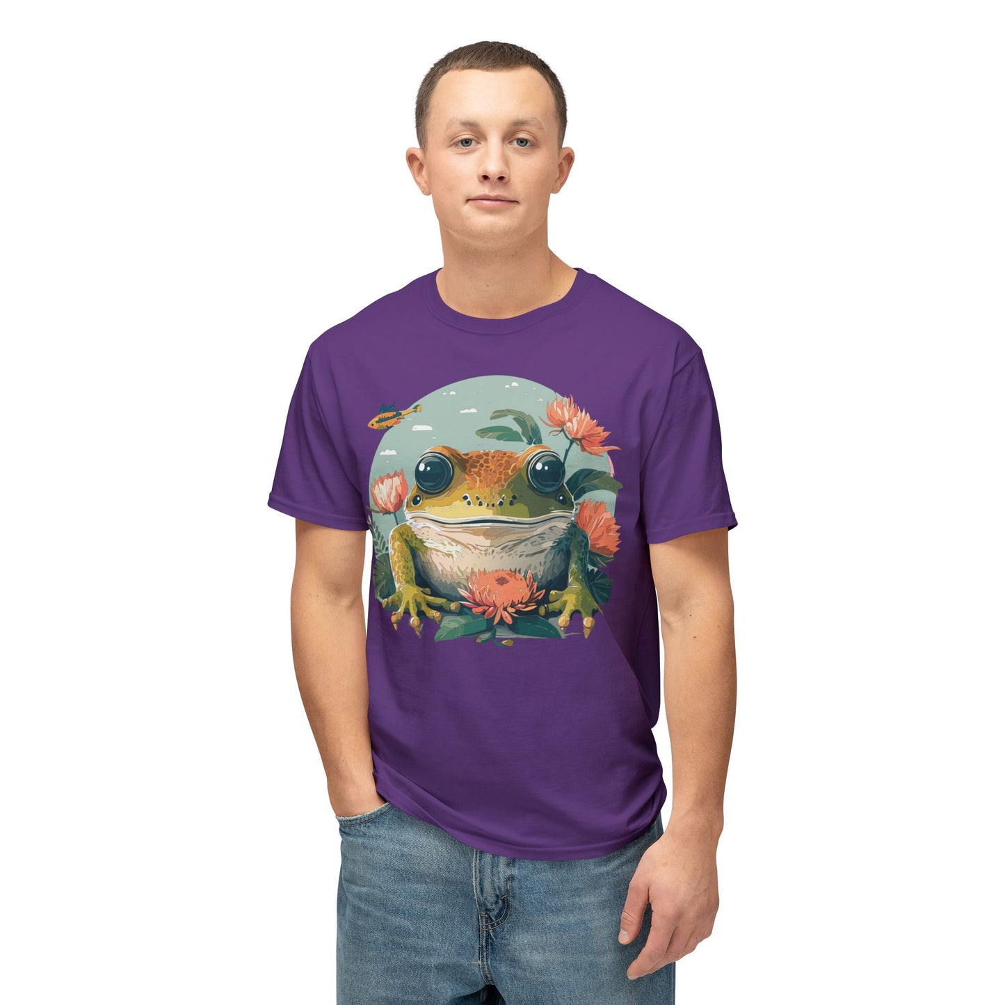 Frog T-Shirt, Vintage Frog Tee, Floral Tees, Frog Art Design Shirt, Tee Shirt with Frog 1