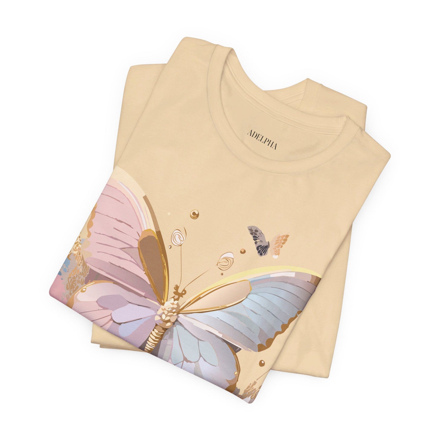 Natural Cotton Tee Shirt with Butterfly