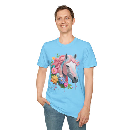 Unisex Horse Shirt Softstyle Cotton Tee With Animal Print Design