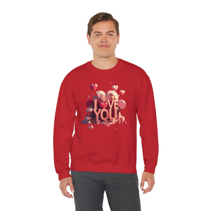 Unisex Heart Love Sweatshirt Floral Valentines Day Cotton Poly Fifty Fifty Blend