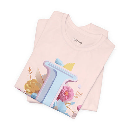 Natural Cotton Tee Shirt - Letters Collection - I Printify