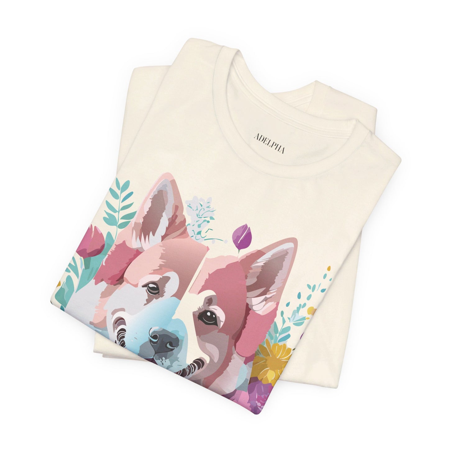 Natural Cotton Tee Shirt with Dog