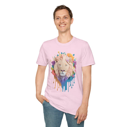 Unisex Lion Shirt Floral Lion Tee Softstyle Gildan 64000 100 Percent Cotton