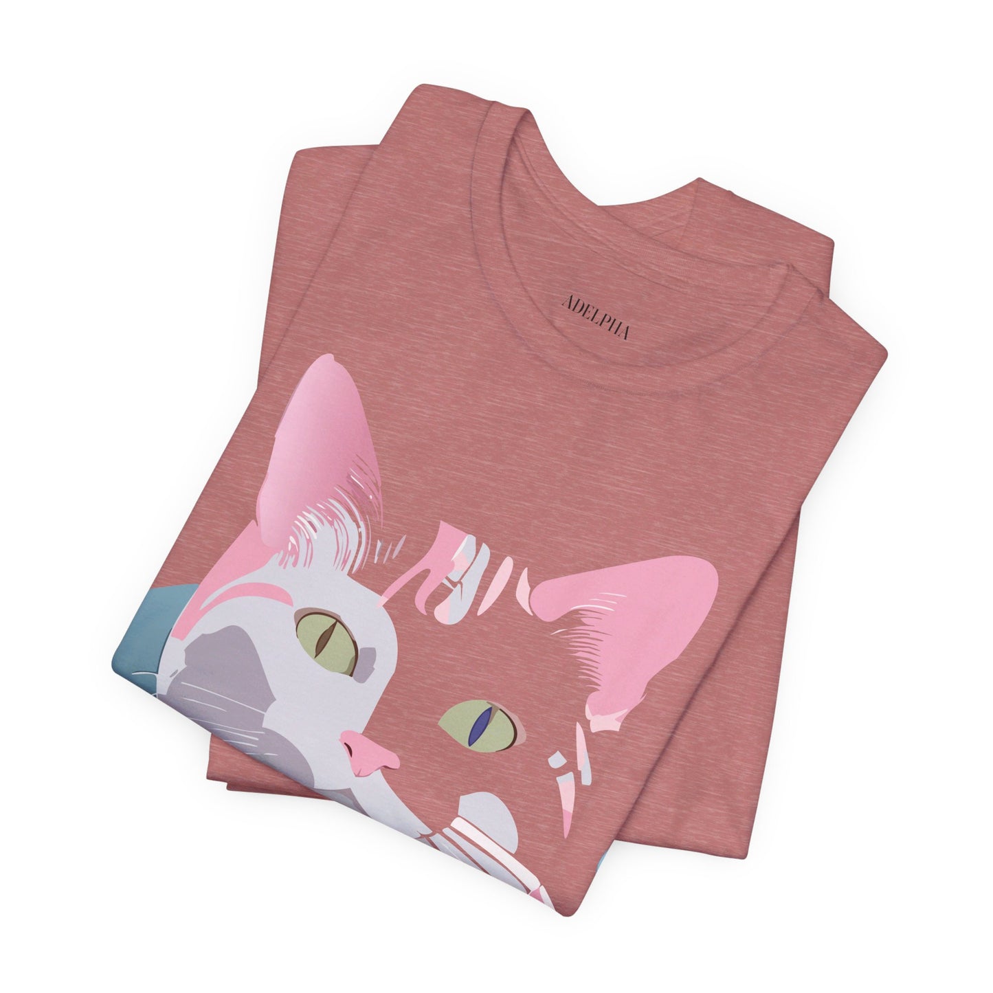 Natural Cotton Tee Shirt with Cat