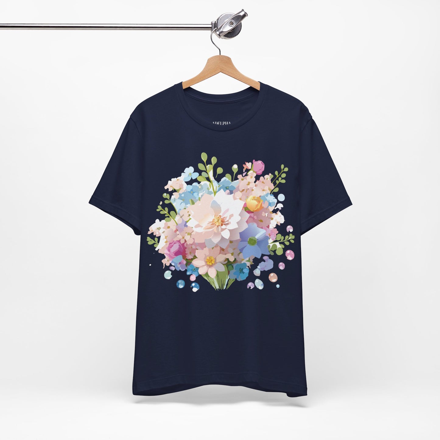 T-shirt en coton naturel avec fleurs