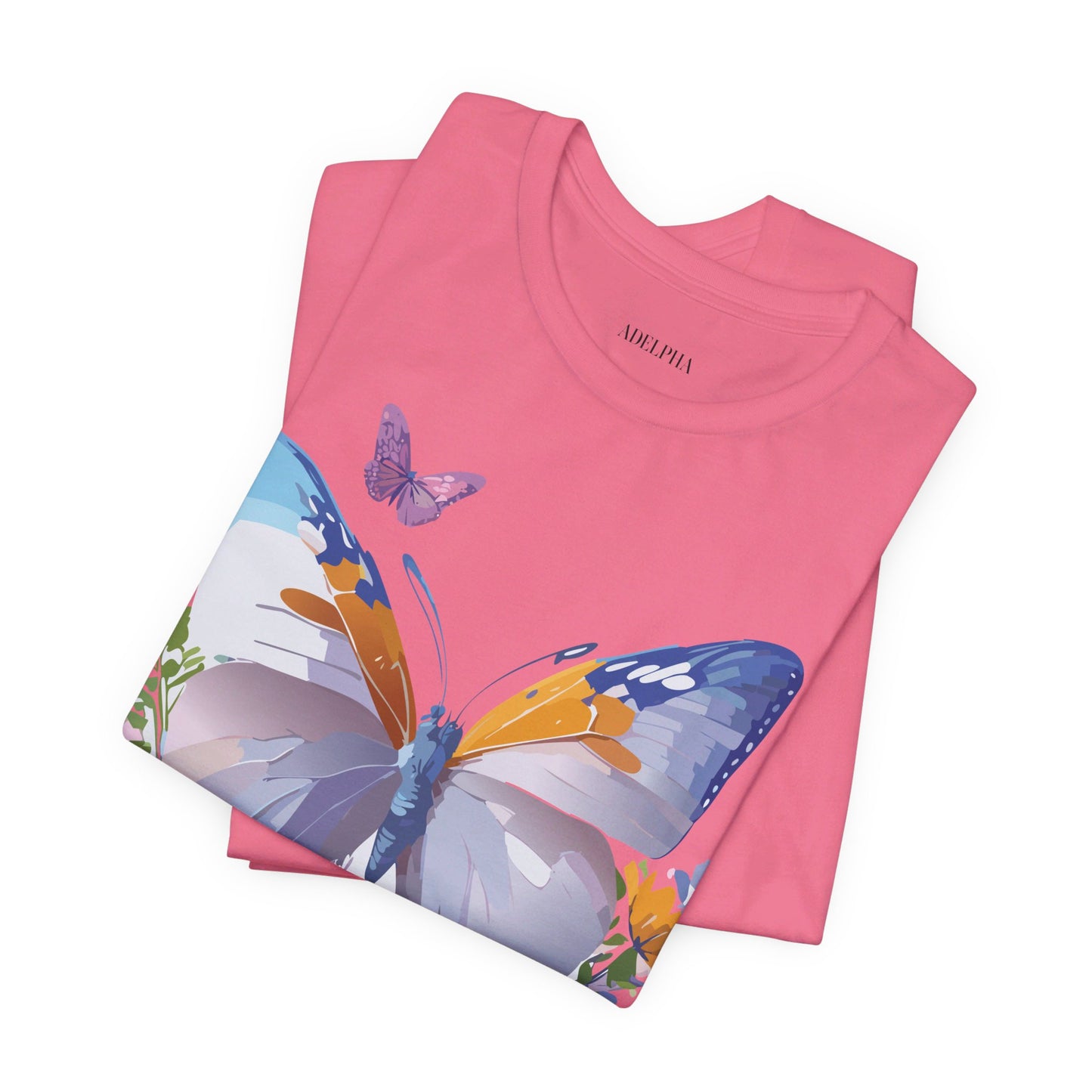 Natural Cotton Tee Shirt with Butterfly