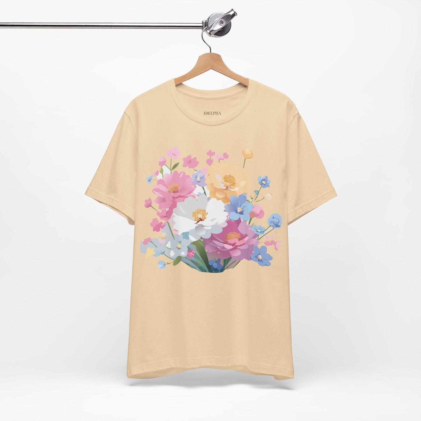 T-shirt en coton naturel avec fleurs