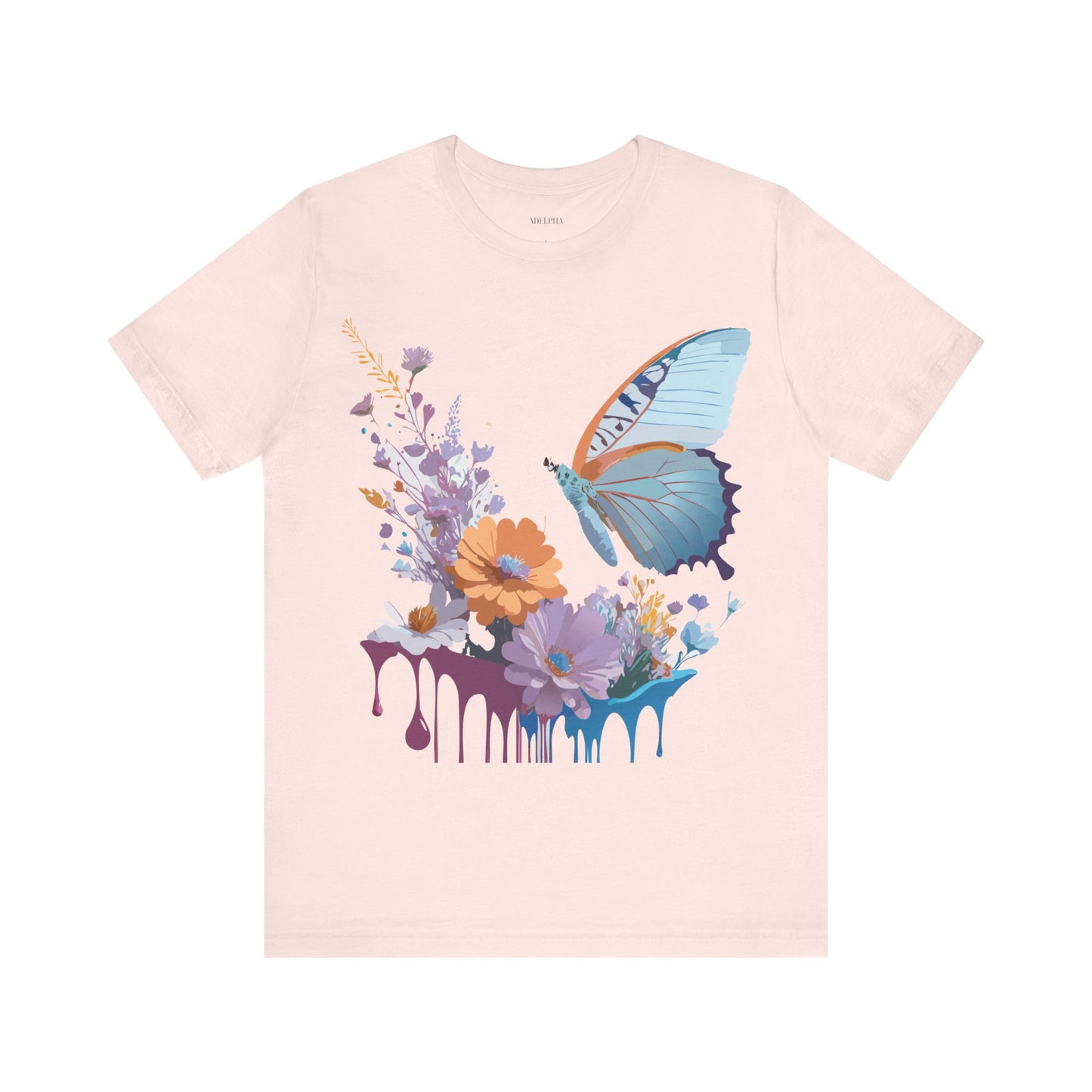 Natural Cotton Tee Shirt with Butterfly