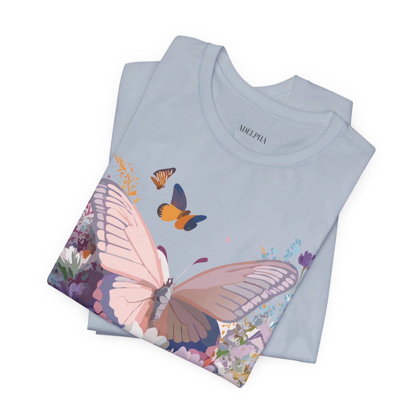 Natural Cotton Tee Shirt with Butterfly