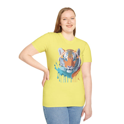 Tiger Print Shirt Unisex Softstyle Tee 100 Percent Ring Spun Cotton