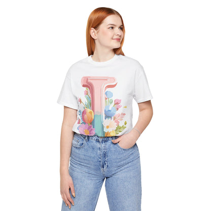 Natural Cotton Tee Shirt - Letters Collection - I Printify