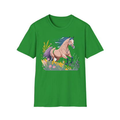 Unisex Horse Shirt With Animal Design Gildan Softstyle 64000 Tee