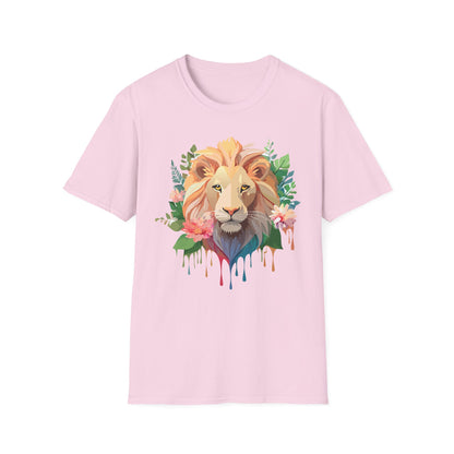 Gildan Unisex Lion Shirt Floral Lion Tee Animal Print Softstyle Tee