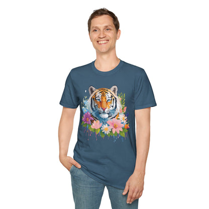 Tiger Print Unisex Softstyle T Shirt 100 Percent Ring Spun Cotton Tee