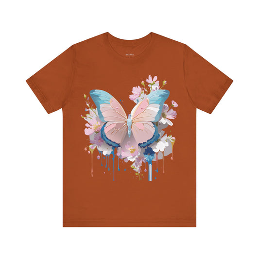 Natural Cotton Tee Shirt with Butterfly