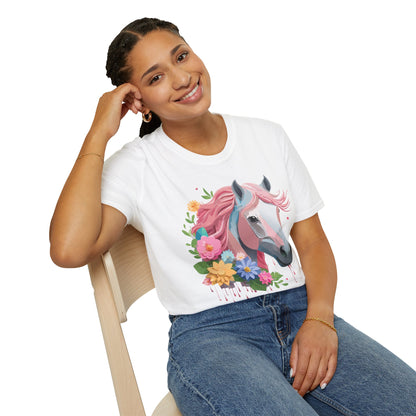 Unisex Horse Shirt Softstyle Cotton Tee With Animal Print Design