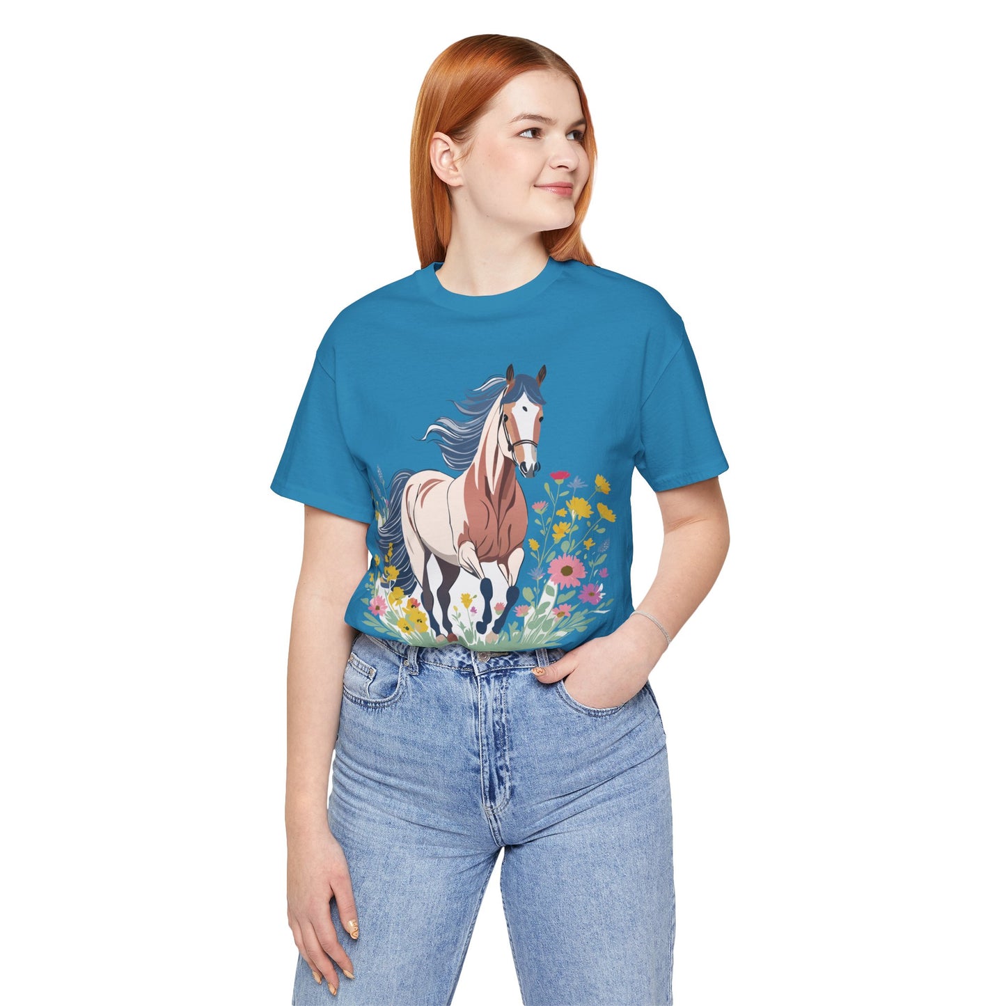 Natural Cotton Tee Shirt with Horse