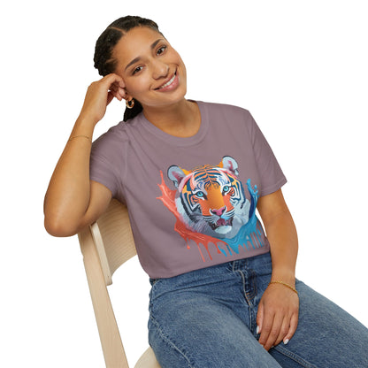 Unisex Tiger Tee Gildan Softstyle Animal Print Shirt Ring Spun Cotton