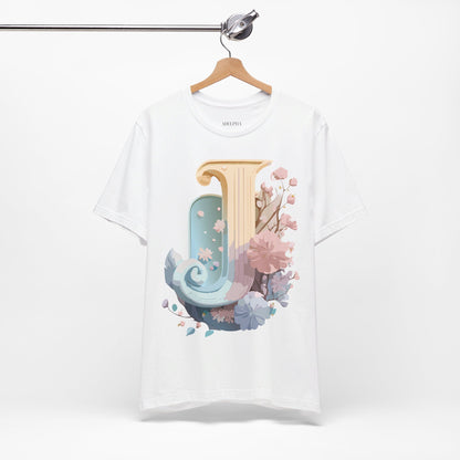 Natural Cotton Tee Shirt - Letters Collection - J Printify