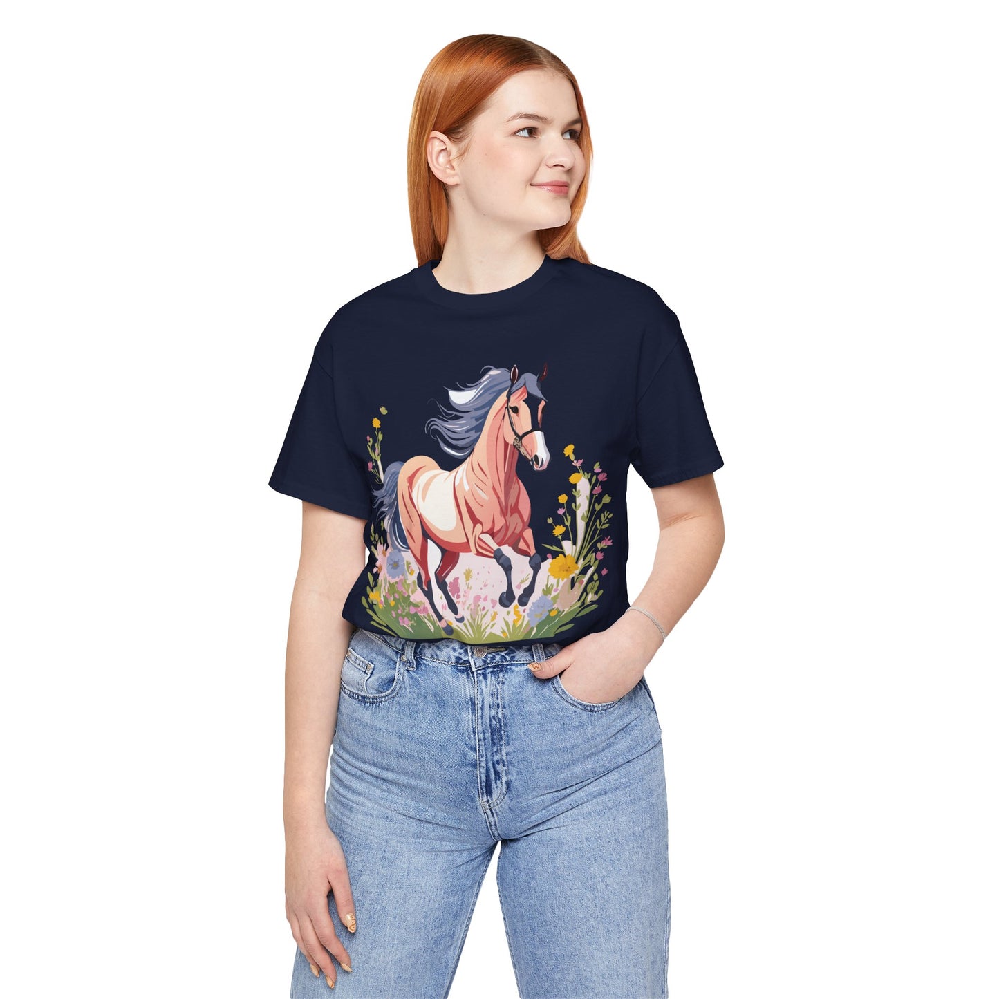 Natural Cotton Tee Shirt with Horse