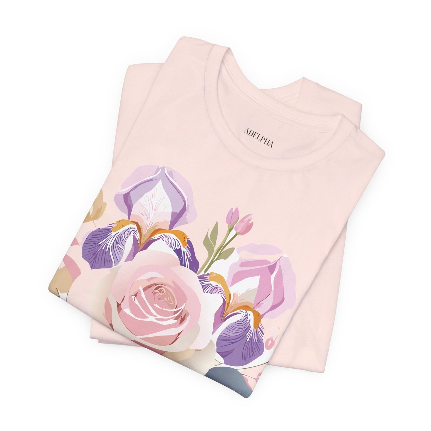 Natural Cotton Tee Shirt with Flowers