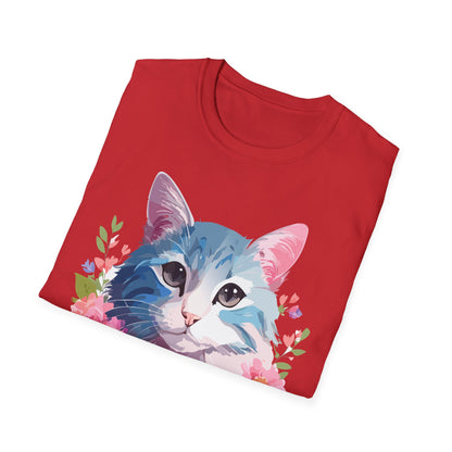 Cat Shirt Unisex Cat Tee Kitten Print Gildan Softstyle 64000