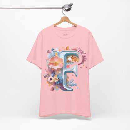 Natural Cotton Tee Shirt - Letters Collection - F Printify